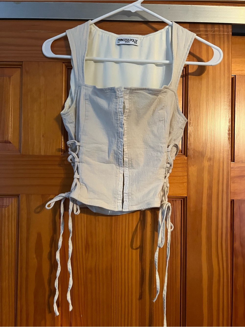 Princess Polly Cream Lace-Up Corset Tank